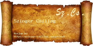 Szinger Csillag névjegykártya